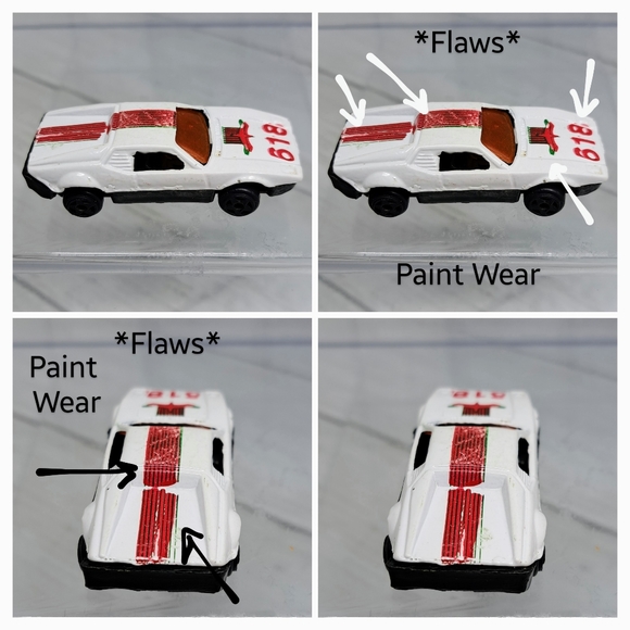 Vtg Redbird Stripes 618 Motif White 2.5"l Diecast Toy Race Car - Picture 5 of 7